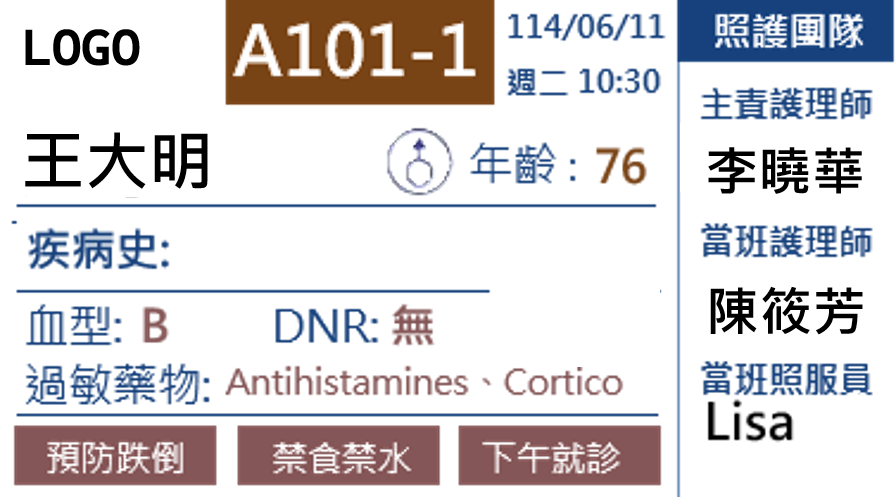 電子紙床頭卡系統